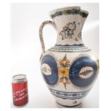 Grand pichet en poterie glacée, signé, vintage