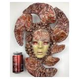 Masque mural, papier mché et coquillages