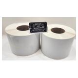 2 rouleaux d'étiquettes, blanches, autocollantes,