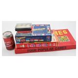 Lot de jeux vintage, 2 de société, 3 de cartes