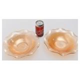 2 bols en verre marigold, vintage