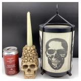 Bougeoir et lanterne têtes de mort