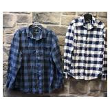 2 chemises en flanelle, XL et médium,