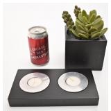 Bougeoir double et plante artificielle