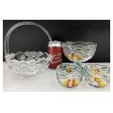 3 bols Mikasa et corbeille Walther Glas