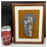 Cadre religieux, étain sur velours,