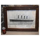 Cadre avec ancienne impression S.S. Titanic,