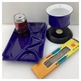 Ensemble ï¿½ fondue Mid-Century, bleu cobalt