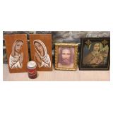 Lot de cadres religieux, dont holographique