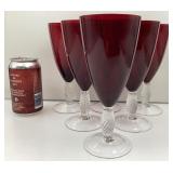 6 coupes ï¿½ vin, en verre red ruby