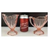 *Crï¿½mier et sucrier art dï¿½co Heisey, en verre