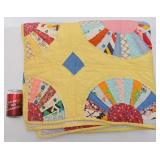 Ancienne courtepointe, piquï¿½e main, 72'' x 88''