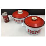 2 chaudrons en mï¿½tal ï¿½maillï¿½, vintage