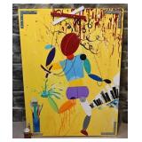 Toile avec objets en relief, signï¿½e, 36'' x 48''