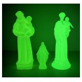 3 figurines religieuses phosphorescentes