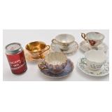 5 tasses et soucoupes, dont Shelley