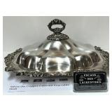 Ancien plat à legumes luxueux, plaqué argent