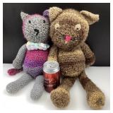 2 peluches chats, faites main