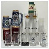 16 verres et chopes de bière, dont 6 en forme de
