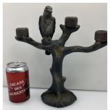 Bougeoir en forme d'arbre, avec oiseau