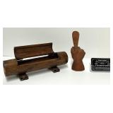 Sculpture en bois, encensoir et encen