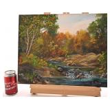 Huile signée Clément Grenier, Le ruisseau