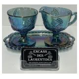 Ensemble crémier et sucrier en verre carnaval