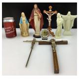 Lot religieux, dont 2 figurines phosphorescentes