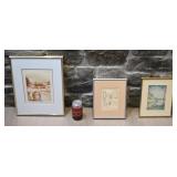 3 lithographies, encadrées