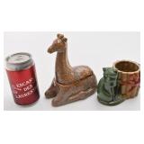 Coffret girafe et jardinière chat, vintage