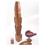 3 pièces en bois, dont Sculpture G. trudel et