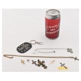 Lot de bijoux religieux, dont pendentif croix en