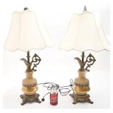 Paire de lampes vintage, en laiton et en verre