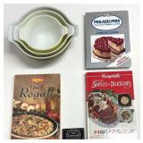 Bols Pyrex Cinderella, #441 ï¿½ 443, et 3 livres