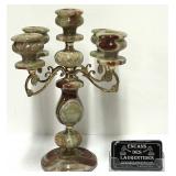 Rare candelabre en marbre et en laiton