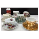 6 tasses et soucoupes de collection, dont Adeline