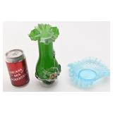 Vase en verre Murano et plateau en verre hobnail