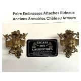 Anciens supports ï¿½ pï¿½le de rideaux, en laiton,