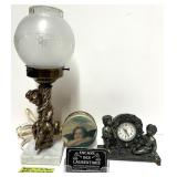 Lampe, horloge et sous-verres chï¿½rubins,