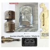 Ancien chauffe-mains, quille en bronze et