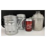 Thï¿½iï¿½re et cafetiï¿½re en aluminium, vintage