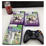 3 jeux Xbox 360, avec manette