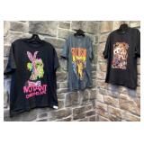 3 t-shirts, dont groupe rock Rush