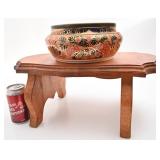 Jardinière Imari avec support / banc en bois