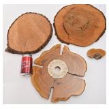 3 tranches d'arbre et 1 champignon polypore
