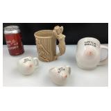 4 tasses, seins et femmes nues