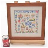 Broderie encadrée, le cadre mesure 14'' x  14''