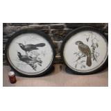 2 cadres avec oiseaux, style vintage,