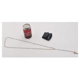 Chapelet en argent, avec pochette en cuir