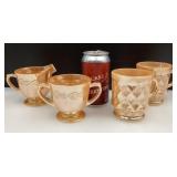 4 pièces Fire-King peach, 2 tasses Kimberly,
